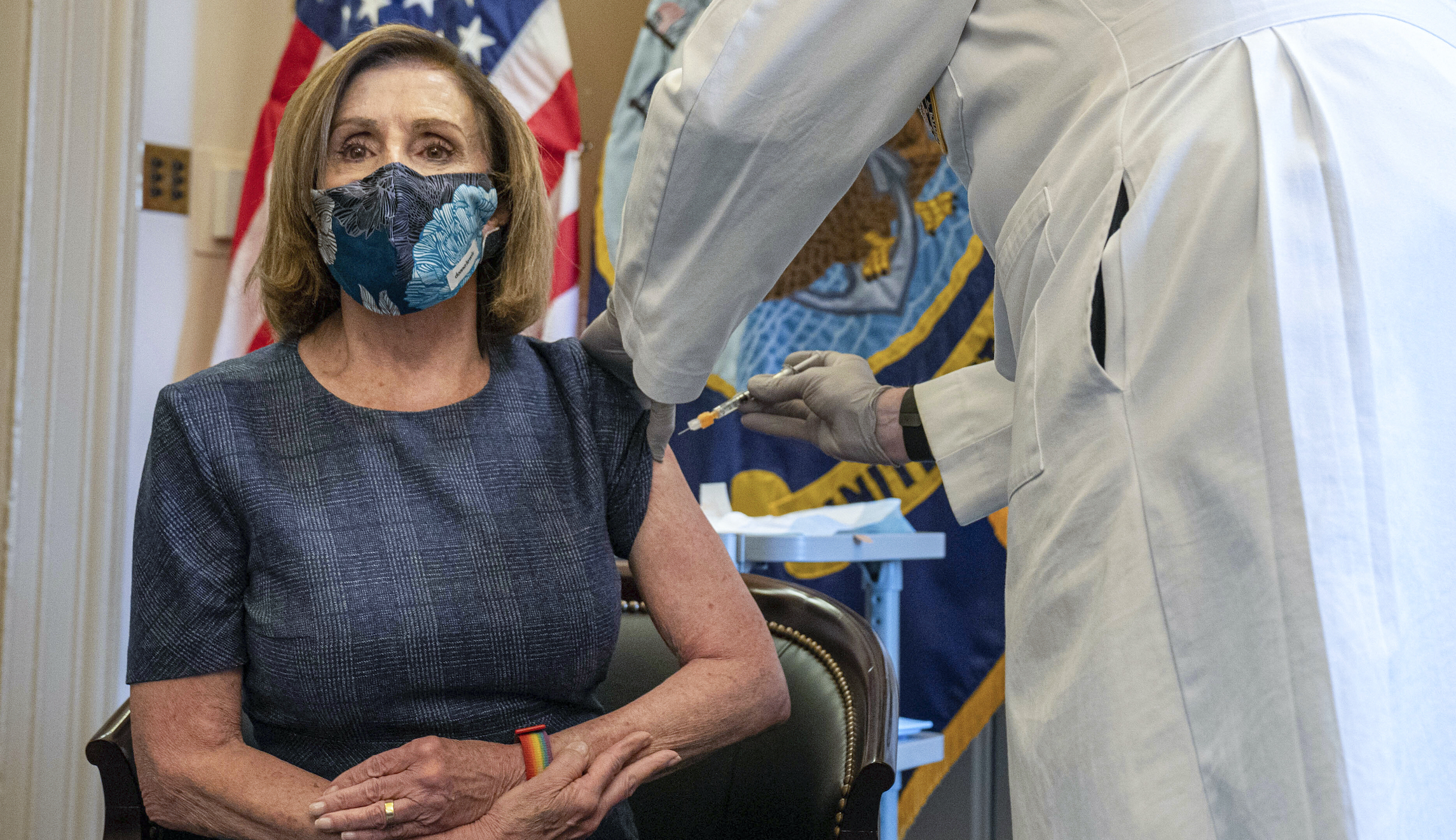 Pelosi gets vaccinated but will continue to wear mask