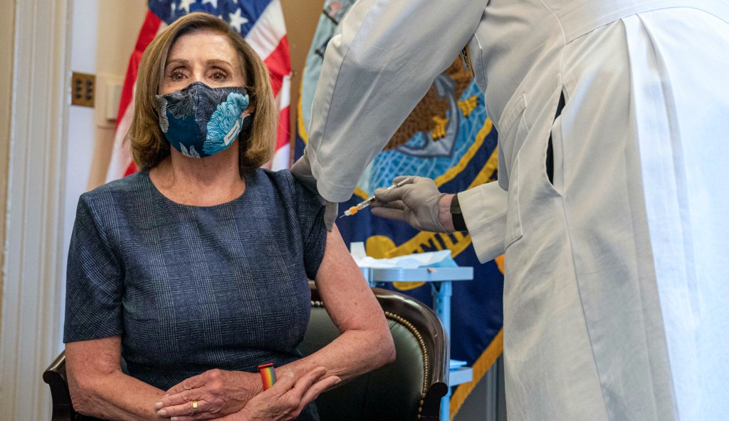 Pelosi gets vaccinated but will continue to wear mask