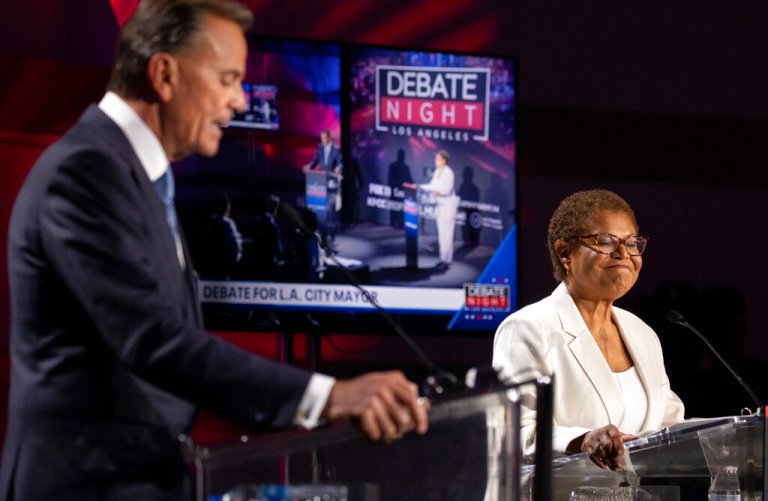 Businessman Rick Caruso faces Rep. Karen Bass.