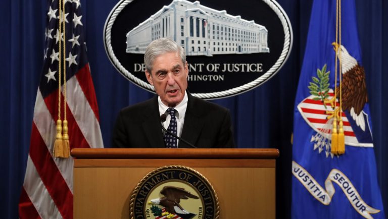 Special counsel Robert Muller speaks at the Department of Justice Wednesday, May 29, 2019, in Washington, about the Russia investigation. 
