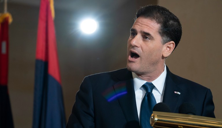 Ron Dermer, the Israeli Ambassador to the U.S., speaks as the United States Holocaust Memorial Museum holds its annual "Days of Remembrance" event in honor of the victims of the Holocaust and Nazi persecution, on Capitol Hill in Washington, Monday, April 29, 2019.