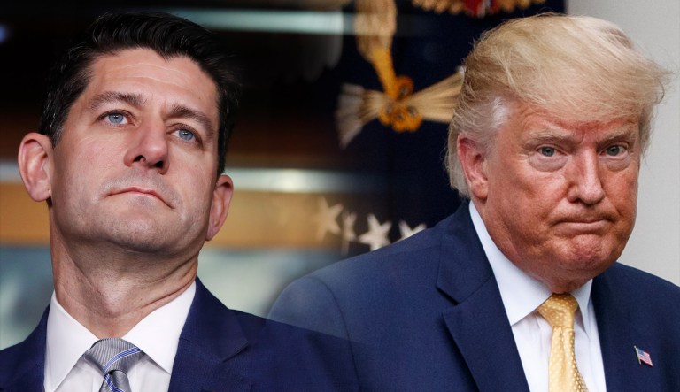 President Trump (left) and Paul Ryan (right) are seen.