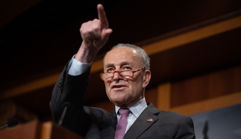 Sen. Chuck Schumer addresses reporters in the U.S. Capitol on January 22, 2020