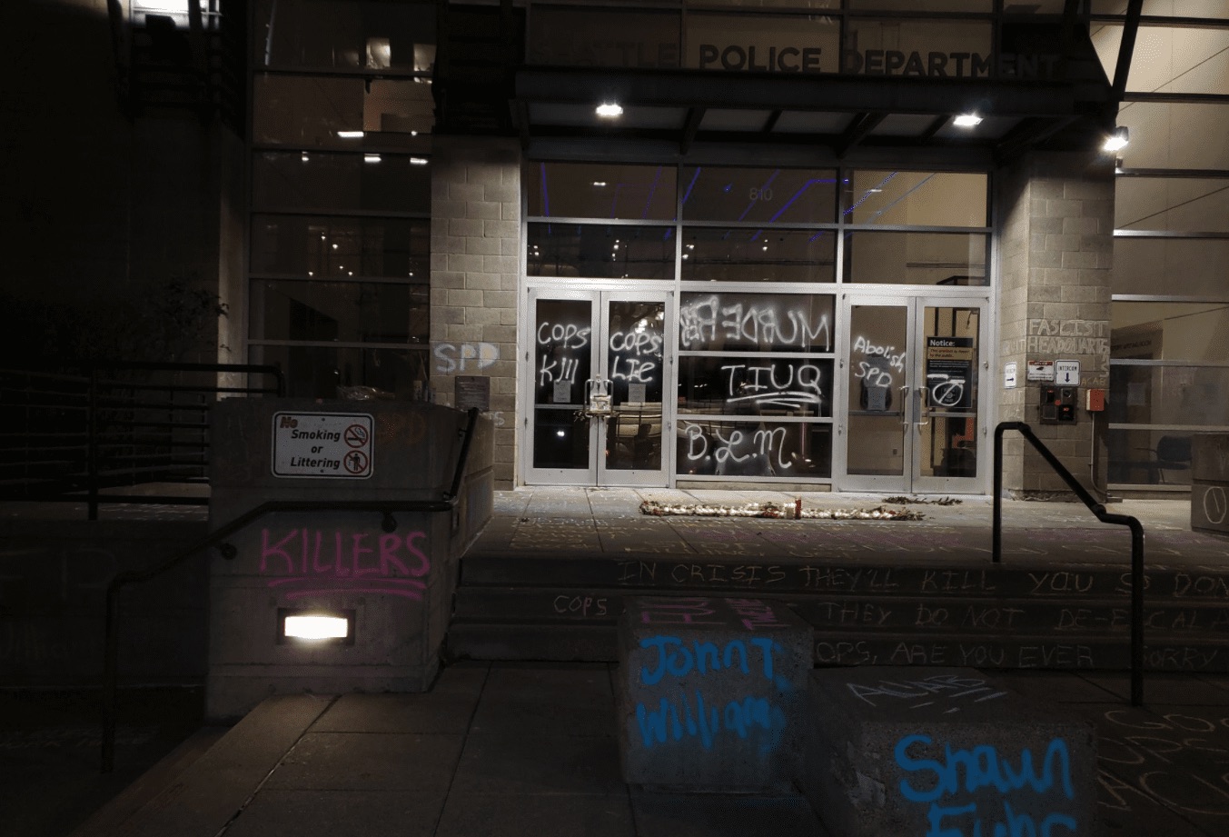 Seattle police precinct vandalized soon after city removes protective barricade