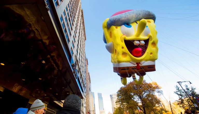 The SpongeBob SquarePants float appears at the 91st Macy's Thanksgiving Day Parade on Thursday, Nov. 23, 2017, in New York.