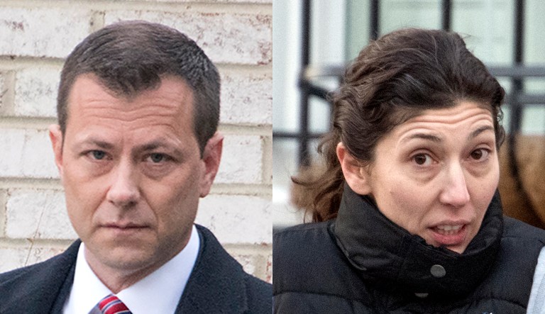 Former FBI officials Peter Strzok (left) and Lisa Page (right).