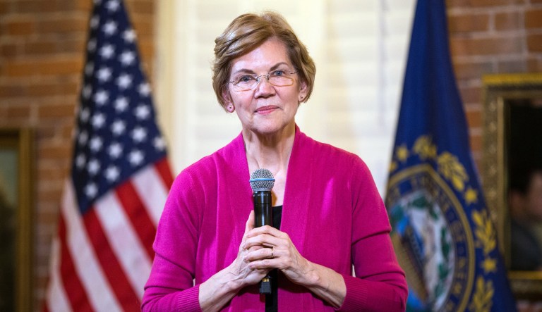 Senator Elizabeth Warren, a Democrat from Massachusetts, pauses while speaking during an organizing event in Claremont, New Hampshire, U.S., on Friday, Jan. 18, 2019.