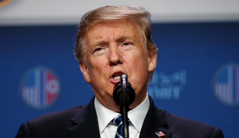 President Donald Trump speaks during a news conference after a summit with North Korean leader Kim Jong Un, Thursday, Feb. 28, 2019, in Hanoi.