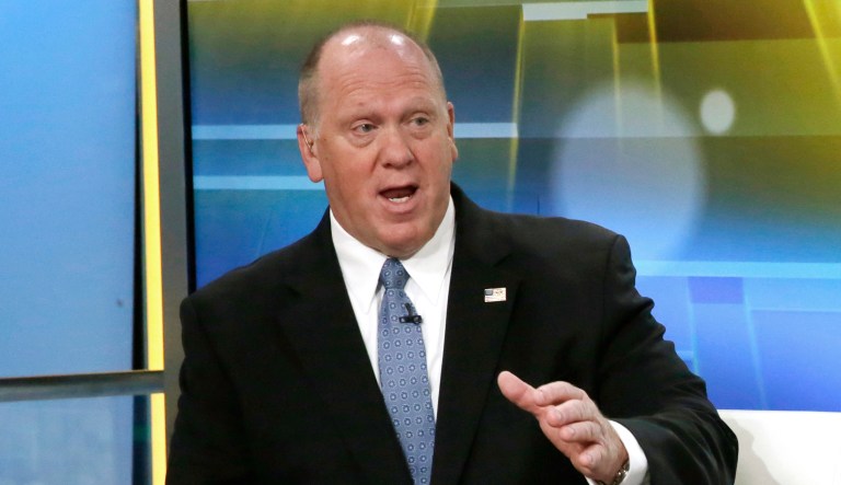 Acting Director of U.S. Immigration and Customs Enforcement Thomas Homan is interviewed on the "Fox & friends" television program, in New York Thursday, May 24, 2018.