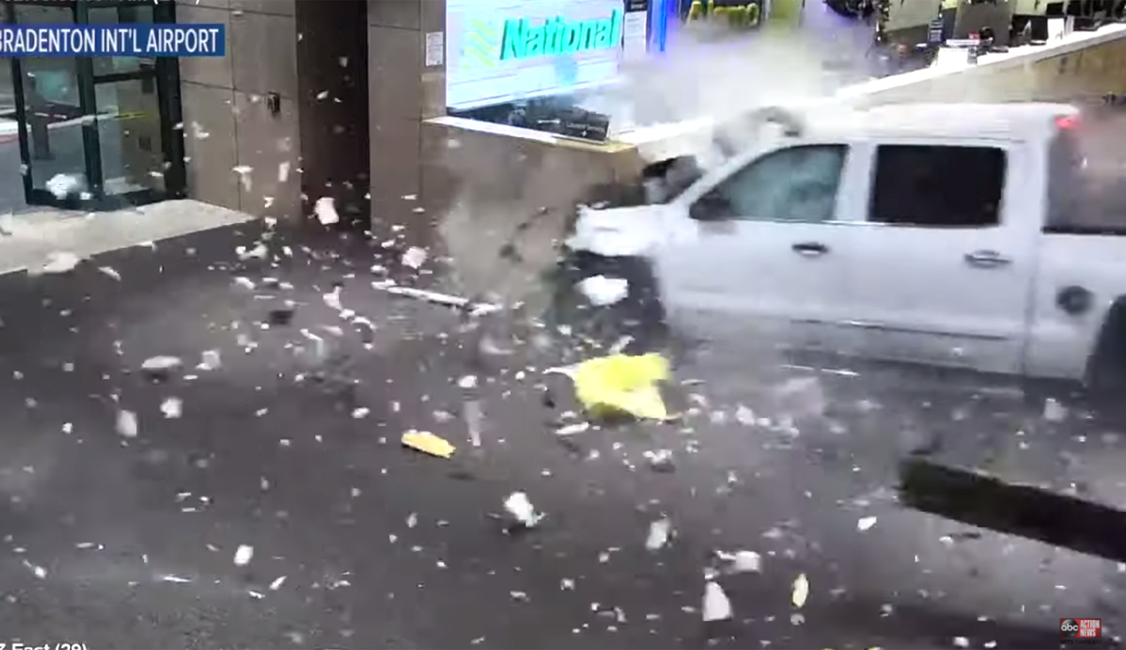 VIDEO: Florida man crashes truck through wall at airport