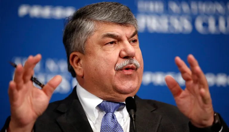 AFL-CIO president Richard Trumka speaks at the National Press Club in Washington, Tuesday, April 4, 2017.