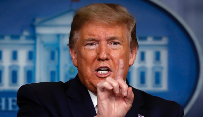 President Donald Trump speaks during a briefing with reporters in the James Brady Press Briefing Room of the White House, Wednesday, Aug. 5, 2020, in Washington. Trump said Wednesday he would "listen to both sides" after his eldest son and a campaign adviser urged him to intervene to block a proposed copper and gold mine in Alaska's Bristol Bay region.