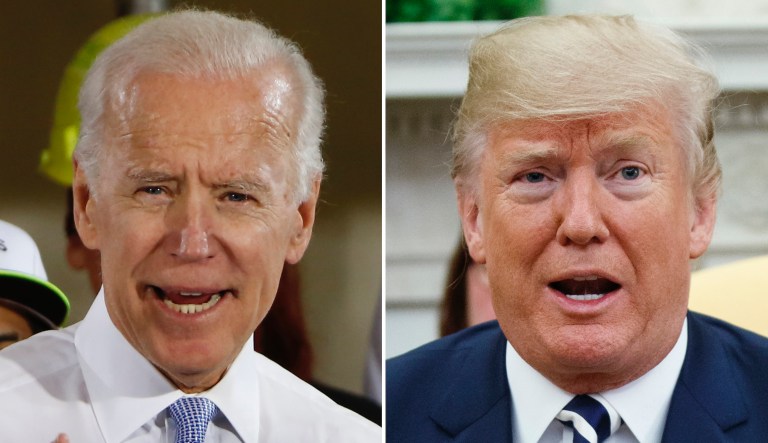 Pictured are President Trump, left, and Joe Biden, right.