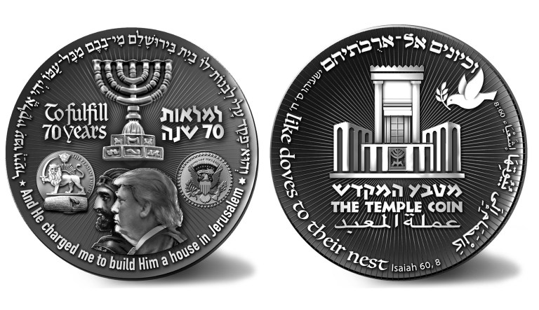 Israeli group mints Trump's face on coin following US Embassy move to Jerusalem