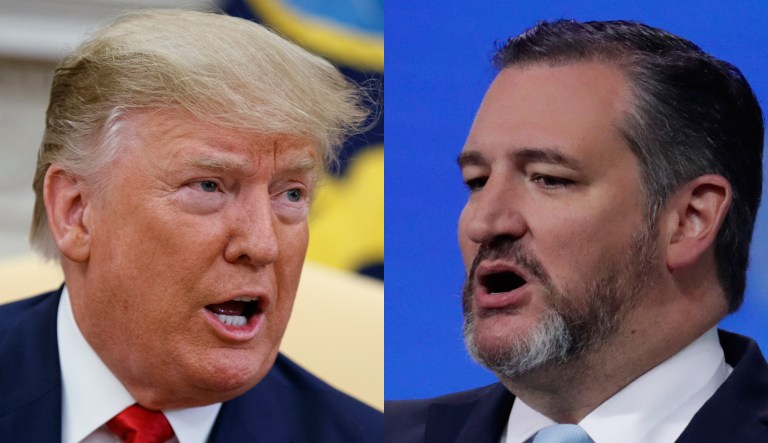 Pictured are Donald Trump, left, and Ted Cruz, right.