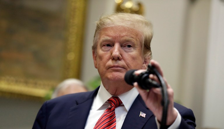 President Donald Trump speaks during a signing ceremony for an executive order on a "National Roadmap to Empower Veterans and End Veteran Suicide," in the Roosevelt Room of the White House, Tuesday, March 5, 2019, in Washington.