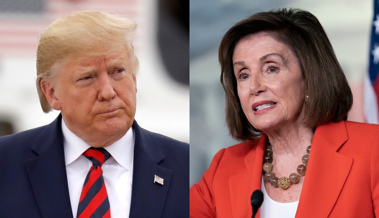 President Trump and Nancy Pelosi are seen.
