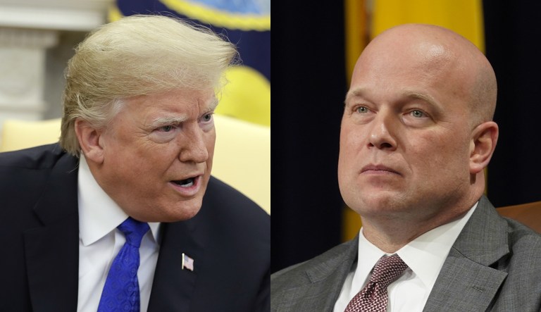President Trump and Acting Attorney General Matthew Whitaker are pictured.
