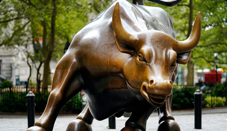 The Charging Bull statue is shown in New York's financial district, Tuesday, Sept. 8, 2020. More sharp declines for big tech stocks are dragging Wall Street toward a third straight loss on Tuesday.