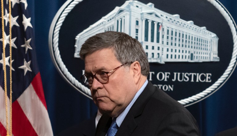 Attorney General William Barr leaves a news conference after speaking to reporters at the Justice Department in Washington, Monday, Jan. 13, 2020, to announce results of an investigation of the shootings at the Pensacola Naval Air Station in Florida. On Dec. 6, 2019, 21-year-old Saudi Air Force officer, 2nd Lt. Mohammed Alshamrani, opened fire at the naval base in Pensacola, killing three U.S. sailors and injuring eight other people.