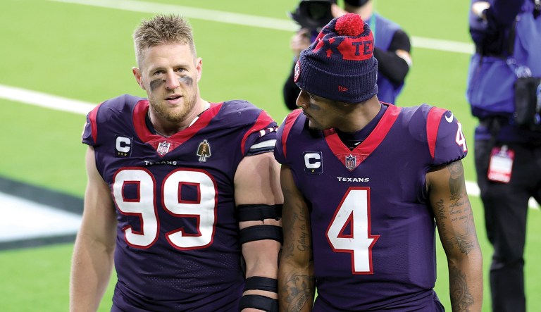 Houston Texans defensive end J.J. Watt (99) celebrates after he sack.Â Super Bowl LI in 2017 will stay inÂ Houston. (AP Photo/Eric Christian Smith)