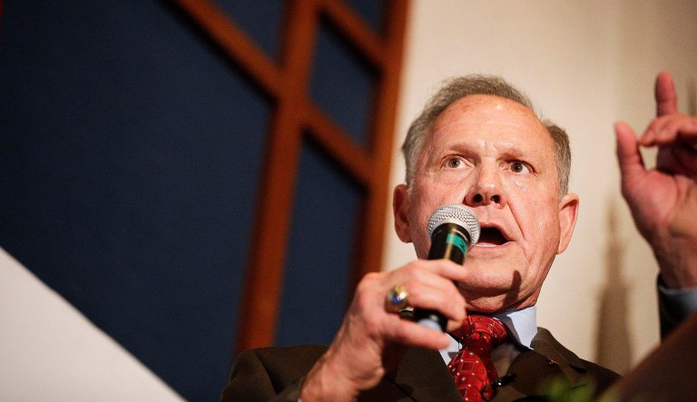 Alabama Republican Senate candidate Roy Moore suggested in February that the Sept. 11 terrorist attacks may have occurred because the U.S. turned its back on God, according to a report Thursday. (AP Photo/Brynn Anderson, File)