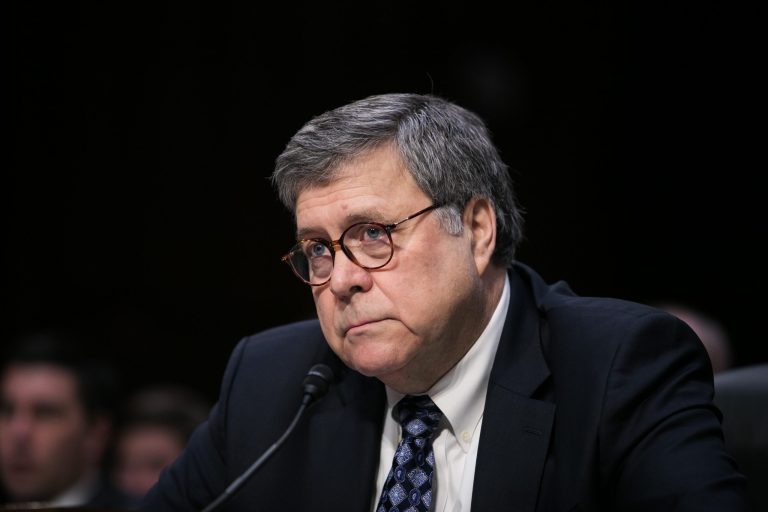 Attorney General nominee William Barr looks speaks during a Senate Judiciary Committee hearing on Capitol Hill, Tuesday, January 15, 2019. Barr will face questions from the Senate Judiciary Committee including his views on executive powers. Barr served as attorney general under George H.W. Bush.