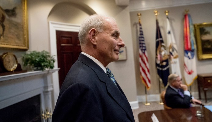 According to four individuals present for the meeting with the Congressional Hispanic Caucus, White House chief of staff John Kelly (pictured) assured the room President Trump does not intend to let those protections lapse, and would be willing to back legislation that would address two of the "four high-priority areas" on immigration. (AP Photo/Andrew Harnik)