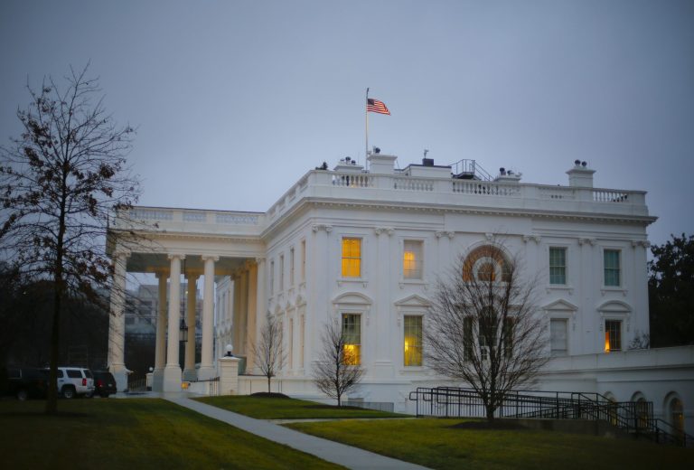 The White House in Washington as seen on Monday morning, Jan. 23, 2017. President Donald Trump is set to meet with congressional leaders from both parties to discuss his agenda, as he enters his first official week in the White House and works to begin delivering on his ambitious campaign promises. Trump has said that he considers Monday, to be his first real day in office. (AP Photo/Pablo Martinez Monsivais)