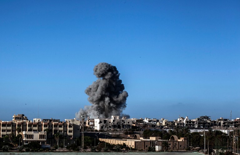 U.S. B-2 stealth bombers carried out attacks against Islamic State military camps in Libya Wednesday night. (AP Photo/Manu Brabo)
