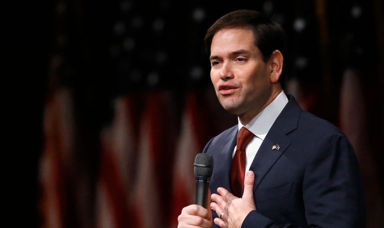 Marco Rubio has dodged the brash businessman's incessant insults and sharp criticism - except when it comes to Trump attacking his bodily functions. (AP Photo/Paul Sancya)