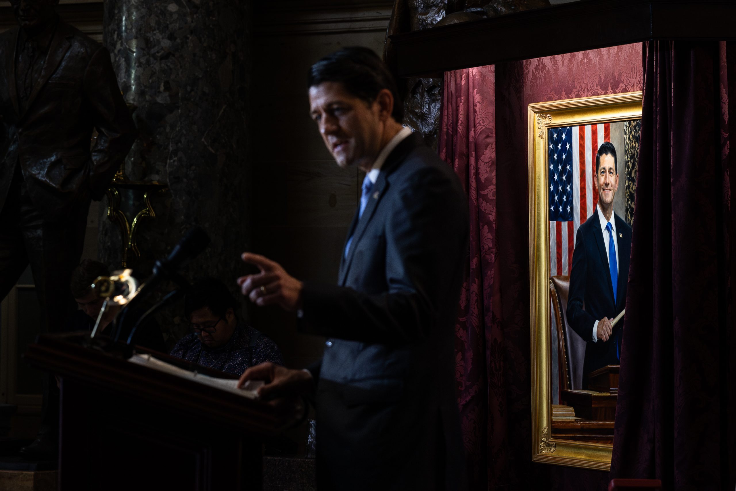 Former U.S. Speaker of the House and former Representative Paul Ryan (R-WI) speaks at a portrait unveiling ceremony of himself in Statuary Hall, on Capitol on May 17, 2023 in Washington, DC. Ryan served as the 54th Speaker of the House from 2015 to 2019.
