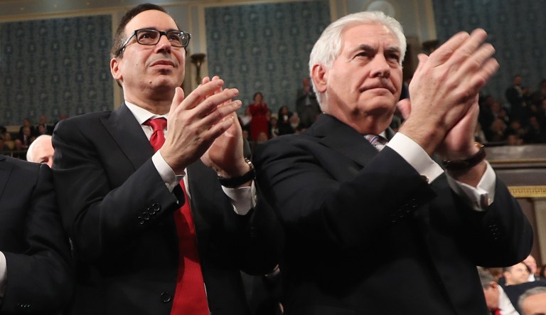 Treasury Secretary Steven Mnuchin's move coincides with Secretary of State Rex Tillerson emphasizing that such aggression is a factor in whether Trump will stick with the nuclear deal or not. (Jim Lo Scalzo/Pool via Bloomberg)