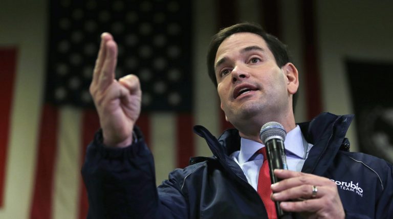 Republican presidential candidate, Sen. Marco Rubio is spending less money per ad, since 30 seconds generally costs less than one minute. (AP Photo/Charles Krupa)