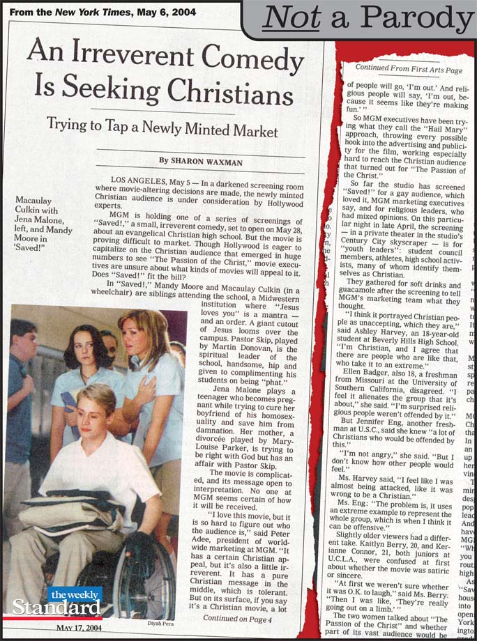 The New York Times describes Hollywood describing Christian America.