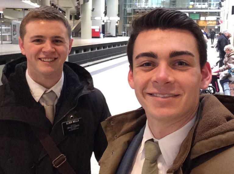 Mormon missionaries, Mason Wells, 19, and Joseph Empey, 20, arrived back in Utah on Tuesday. (Joseph Empey/Chad Wells via AP)