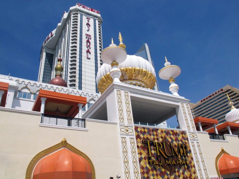 FILE - This April 8, 2013 file photo shows the Trump Taj Mahal Casino Resort, in Atlantic City N.J. Trump Entertainment Resorts on Tuesday, Sept. 9, 2014, filed for protection in U.S. Bankruptcy Court in Wilmington, Del. saying it has liabilities of more than $100 million. (AP Photo/Wayne Parry, File)