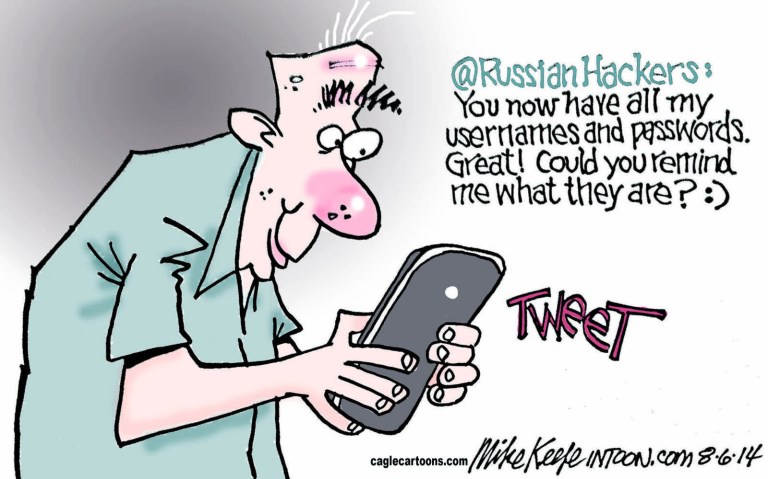 Editorial cartoon: Password reminder