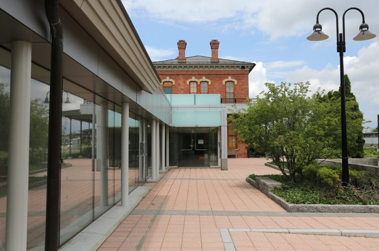 This June 18, 2014 photo shows renovation work to The Kalamazoo Community Foundation at the former Arcus Depot building in Kalamazoo, Mich. Work on the structure is expected to be completed in August, according to the Kalamazoo Gazette. (AP Photo/Kalamazoo Gazette-MLive Media Group, Mark Bugnaski) ALL LOCAL TELEVISION OUT; LOCAL TELEVISION INTERNET OUT (REV-SHARE)  MBI