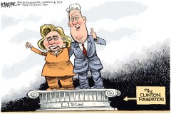 Editorial cartoon: The leaning foundation of lies