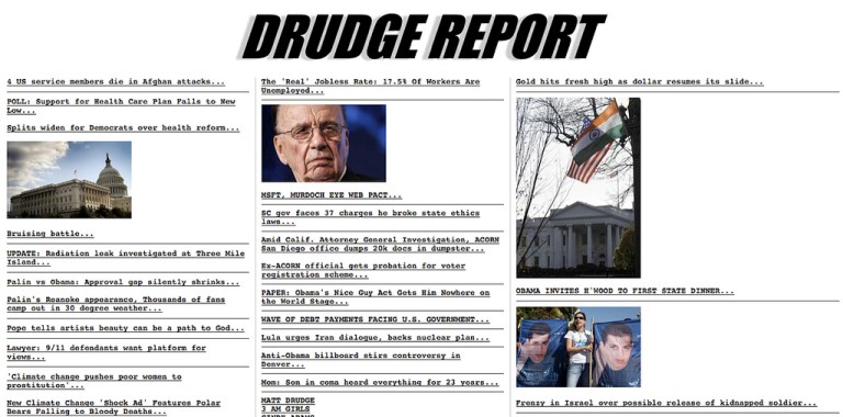 Despite that the Drudge Report mostly links out to professional newsrooms, and produces original content on only the rarest of occasions, it still manages sometimes to bungle the news. (Flickr)