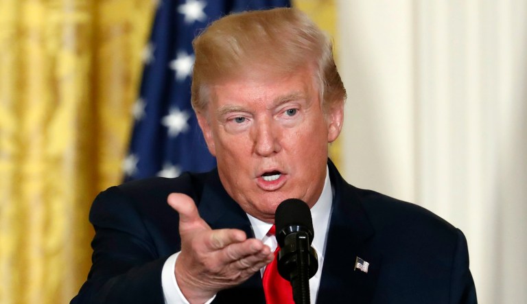 The answer came the same day it was reported that a longtime Trump business associate sought to solicit Russian President Vladimir Putin's help on a stalled Moscow Trump Tower project while Trump was a candidate for the Republican presidential nomination. (AP Photo/Alex Brandon)