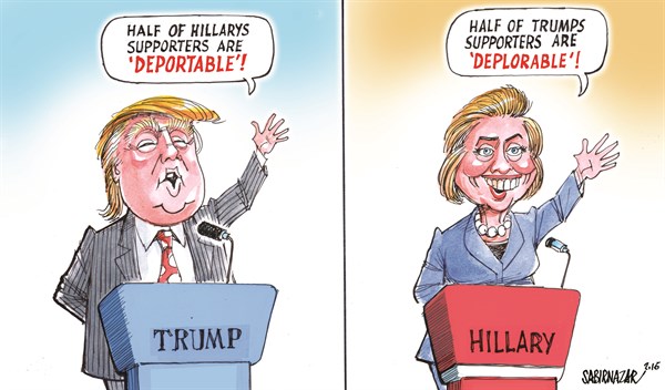 Editorial cartoon: Half and half deplorable