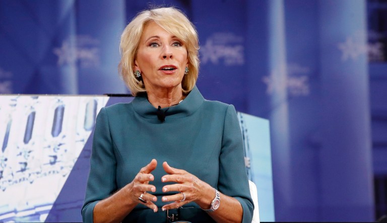 Education Secretary Betsy DeVos said the investigation would be looking into the mishandling of the Michigan State University's response to sexual assault incidents involving Dr. Larry Nassar. (AP Photo/Jacquelyn Martin)