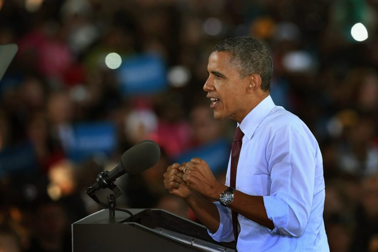 MILWAUKEE, WI - SEPTEMBER 22:  President Barack Obama speaks to supporters during a campaign rally on September 22, 2012 in Milwaukee, Wisconsin. In addition to the rally, Obama attended two fundraising events during his visit to Milwaukee.  (Photo by Scott Olson/Getty Images)