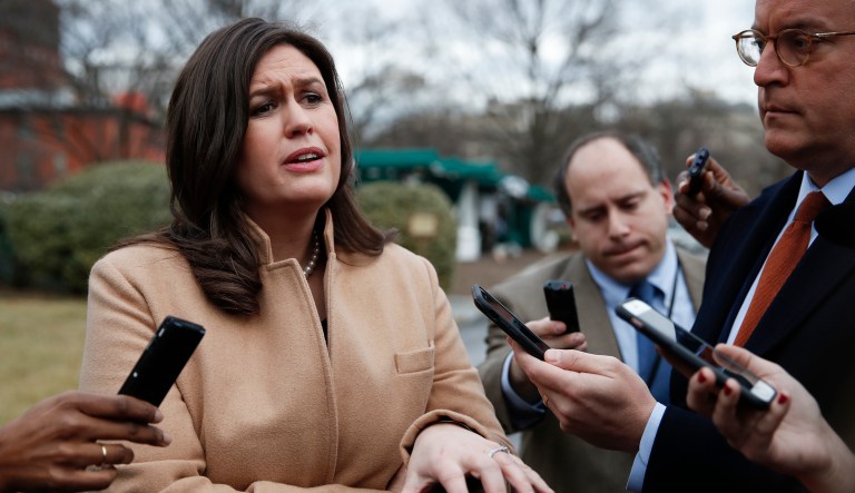 Sarah Sanders said President Trump has divided his focus between brokering negotiations that could lead to a spending deal and coordinating with his Cabinet to ensure the shutdown inflicts as little pain as possible. (AP Photo/Carolyn Kaster)