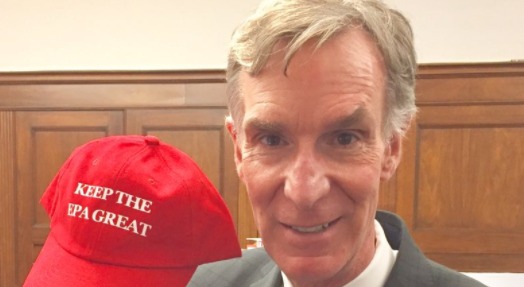 Bill Nye poses with ‘Keep The EPA Great’ hat