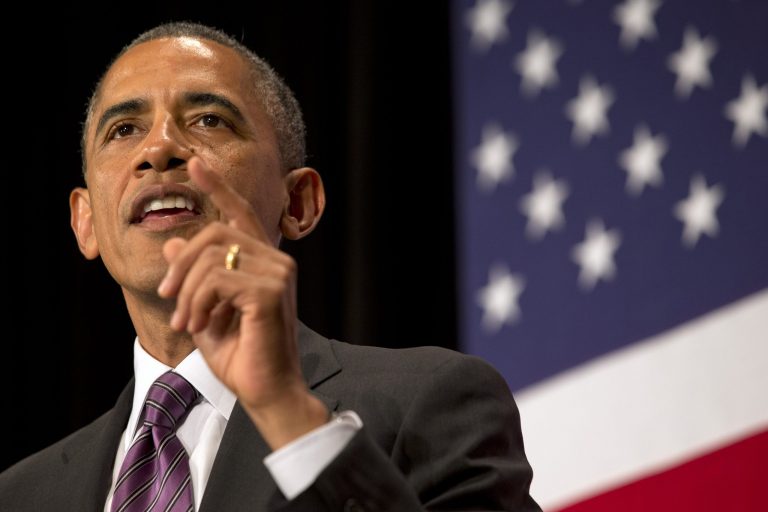 President Barack Obama speaks at the League of Conservation Voters Capitol Dinner at the Ronald Reagan Building on Wednesday, June 25, 2014, in Washington. (AP Photo/Jacquelyn Martin)