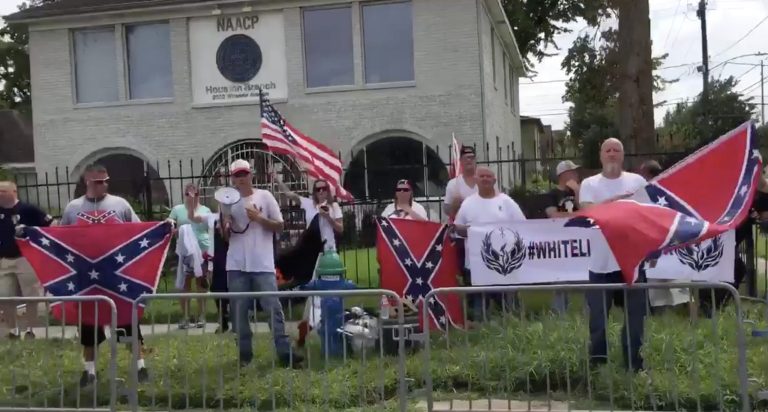 According to the Houston Chronicle, roughly 20 White Lives Matter activists gathered before police began clearing them out at around 3:30 p.m. (Image courtesy screenshot)