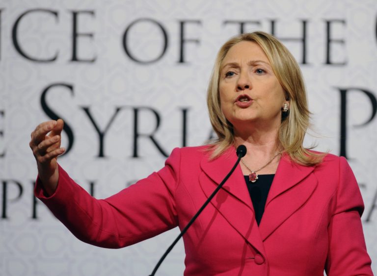 Hillary Clinton speaks to the media after a conference of foreign ministers in Istanbul, Turkey, Sunday, April 1, 2012. While serving as Obama's secretary of state, Clinton and Obama worked together to build the coalition and sanctions that brought Iran to the negotiating table. (AP Photo)